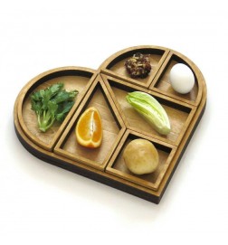 Heart Design Appetizer Wooden Dish Multi Pieces
