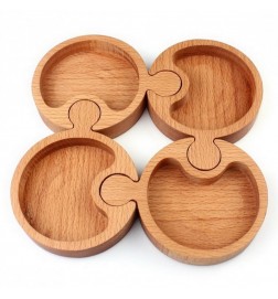 Circular Puzzle Design Appetizer Wooden Dish